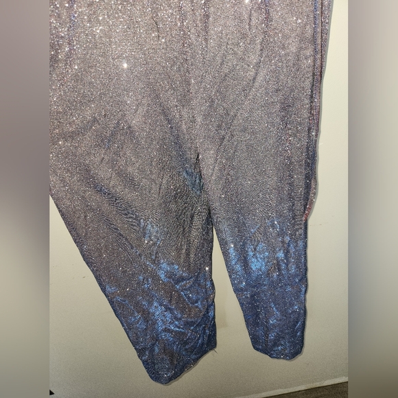 Nwt know.one.cares blue red silver glitter belted jumpsuit with pockets size sm - Picture 3 of 5